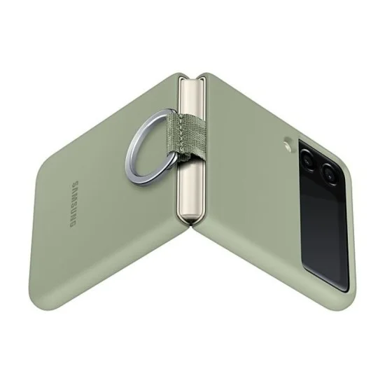Cover Samsung Z Flip 3 Leather With Ring - Olive